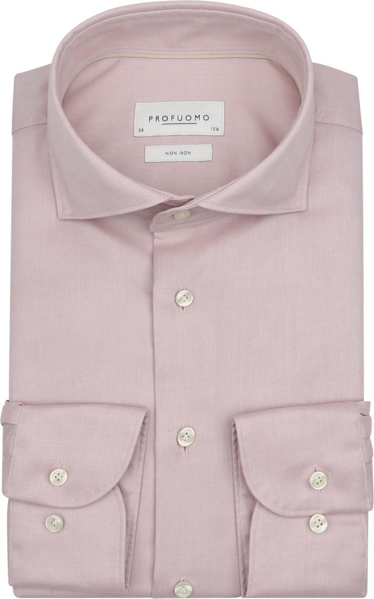 Profuomo Twill Overhemd Lichtroze - Maat 37 - Heren - Overhemden Formeel