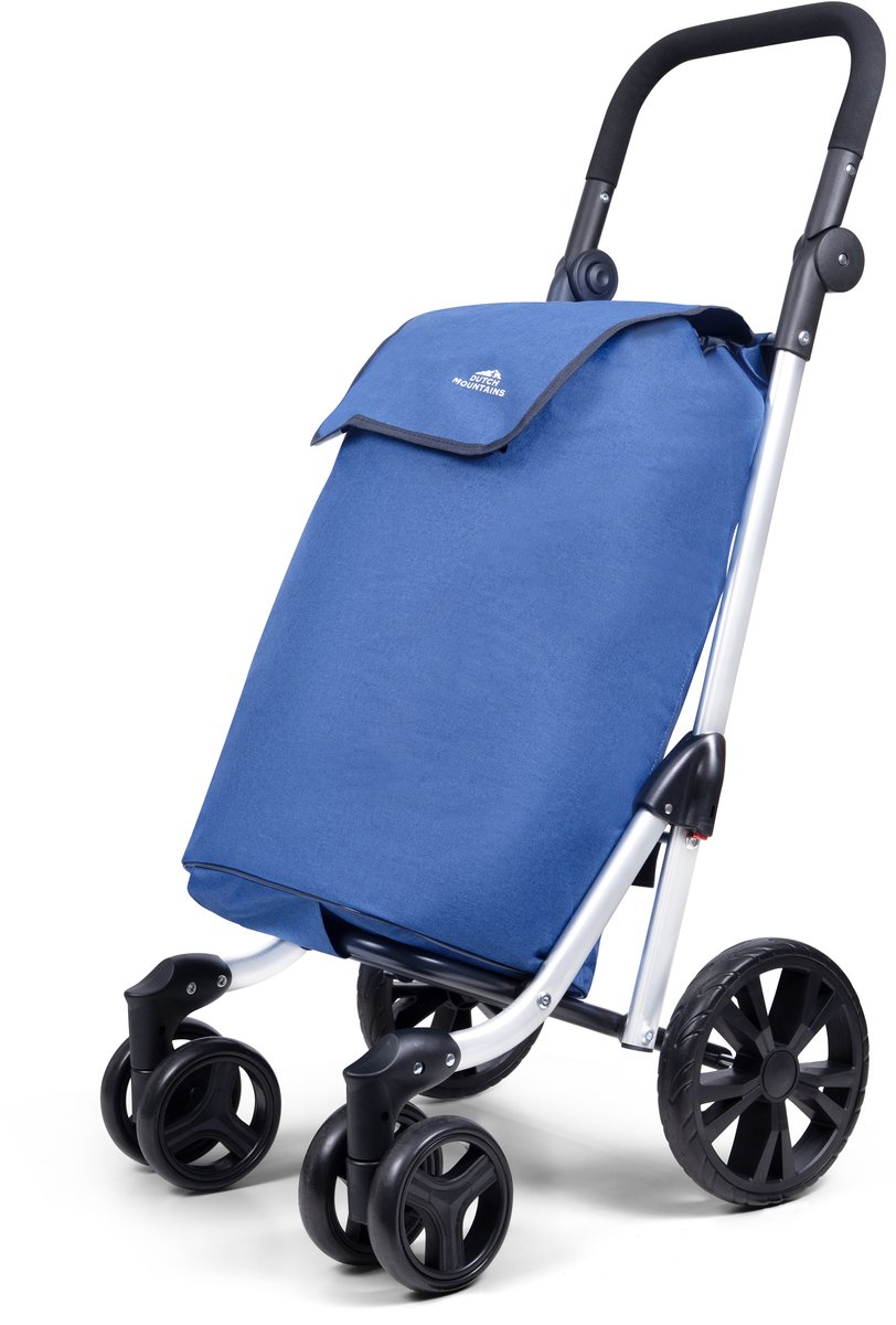 Dutch Mountains Boodschappenwagen 4 wiel - 48 Liter Boodschappentrolley met verstelbaar handvat - Blauw