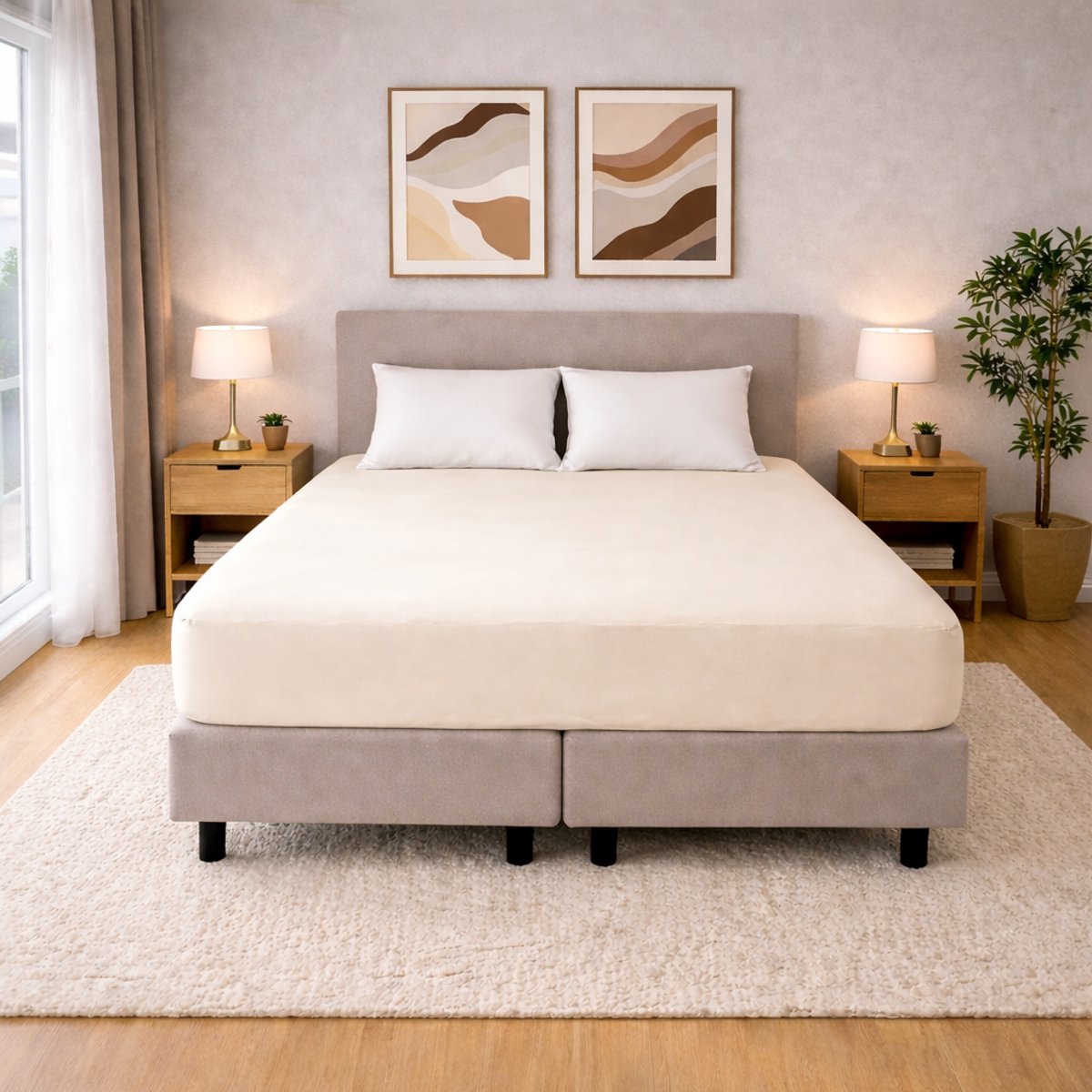 Polydaun hoeslaken - Jersey - ecruwit - 70/80 x 200/220 cm