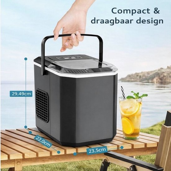 ITRONIQ IJsblokjesmachine - IJsmachine 12 kg / 24U - IJsblokjesmaker - 9 IJsblokjes is 6 min - Zelfreinigend - Ice Maker - Zwart van Merkloos — afbeelding 3