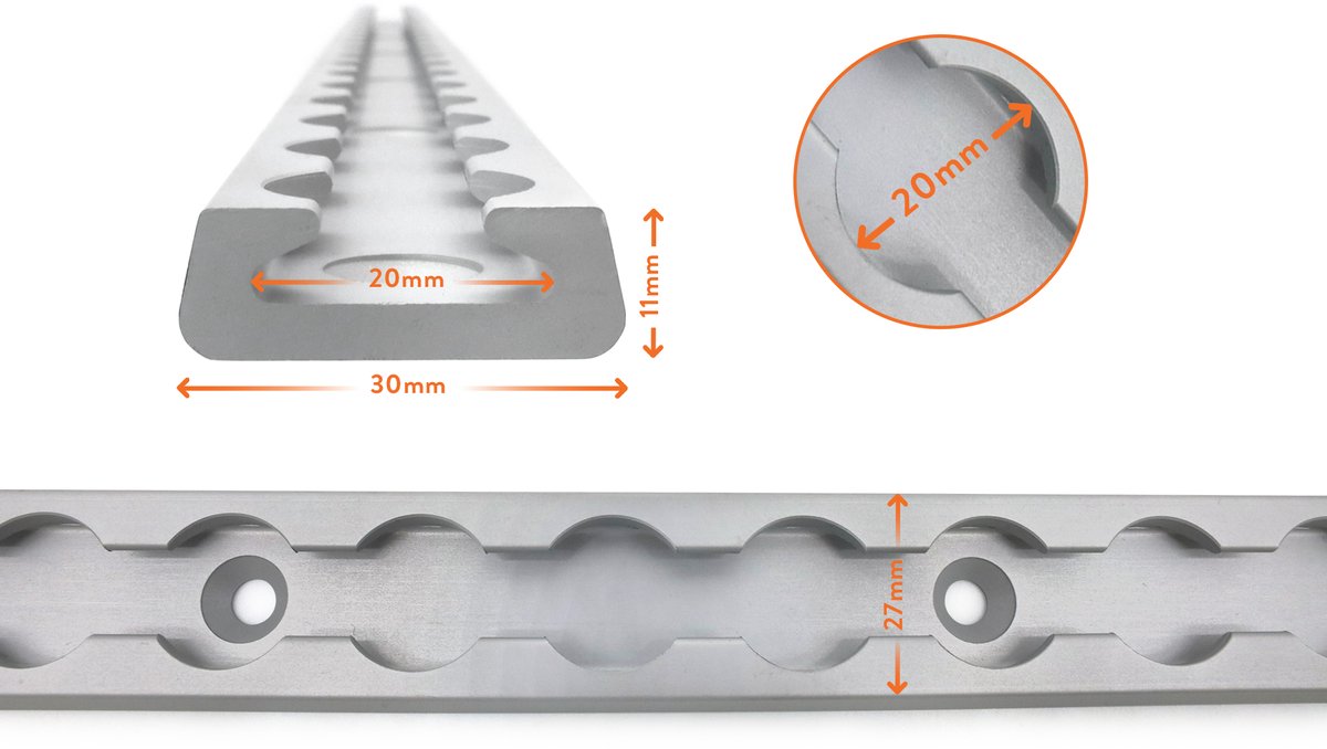 Set van 4 Aluminium L-Track Rail 60 cm – Airline Rail / Vliegtuigrail – Bevestigingsrail