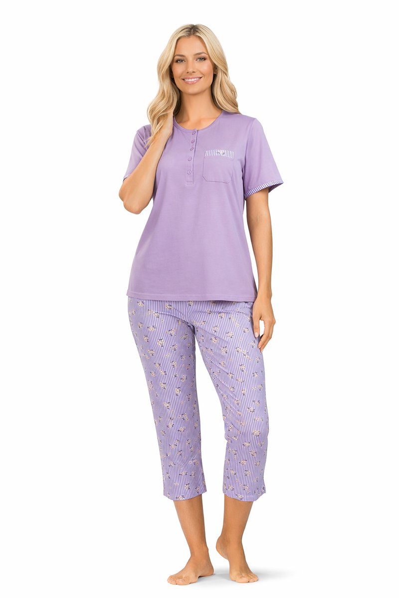 Comtessa Dames Pyjama – Zomer – 7/8 Broek – 100% Katoen – Mauve
