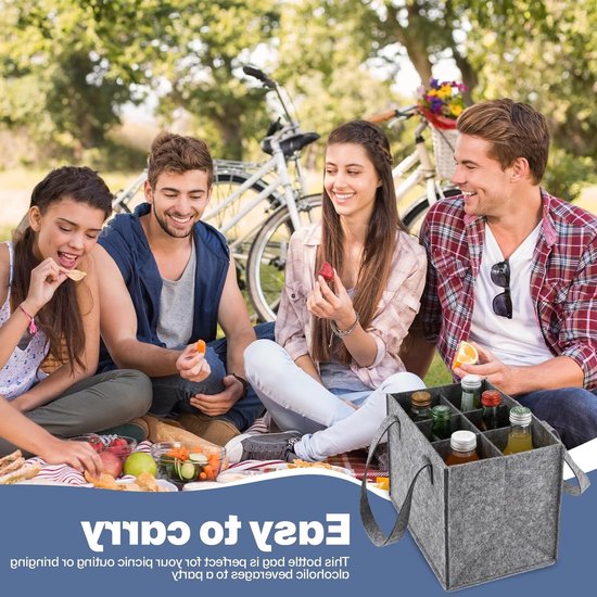 Set van 3 Flessendragers voor 6 Flessen, Stevige Handtas voor Mannen, Ideaal voor Wijn, Bier en Waterflessen — afbeelding 4