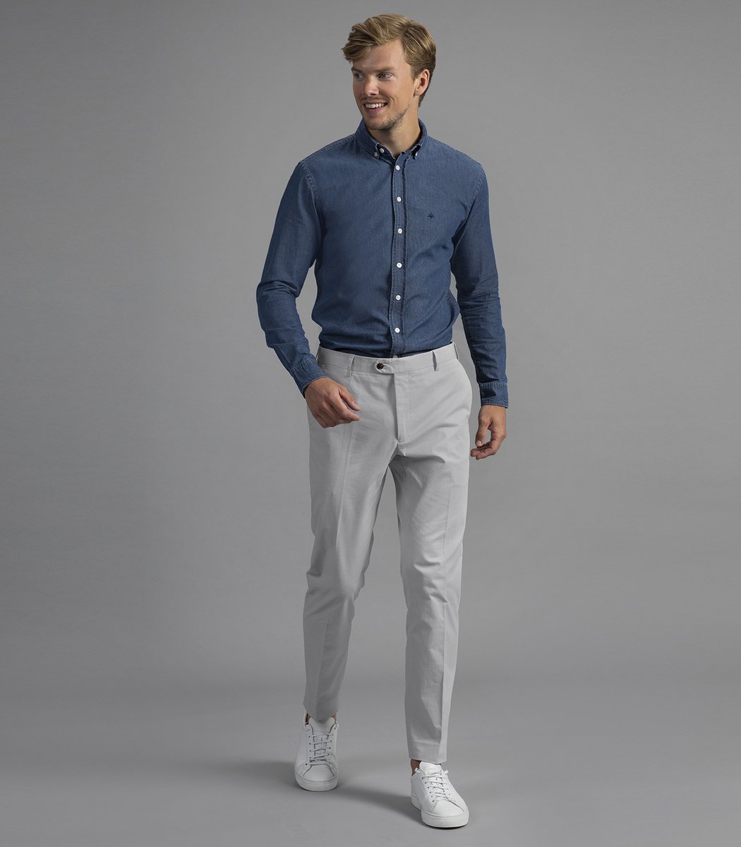 Laurent Vergne - Heren - Broek - Grijs - Katoen Stretch - maat 46 - Slim fit