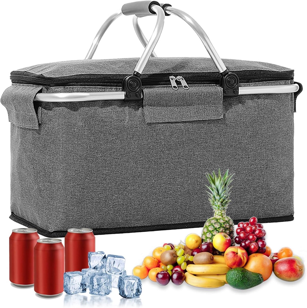 Opvouwbare koel tas voor boodschappen en picknick