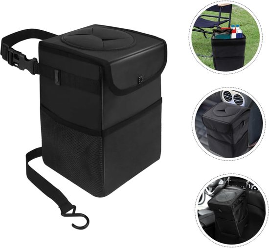 Auto Prullenbak - 25*16*16 cm- 6L - Afvalbak voor in de auto - Autostoel Organizer - Auto Vuilnisbak - Draagbare Voertuig Vuilnisbak - Waterbestendig en lekvrije Auto Vuilbak - Auto-Opslag - Vuilnisbak - Auto Accessories - Zwart