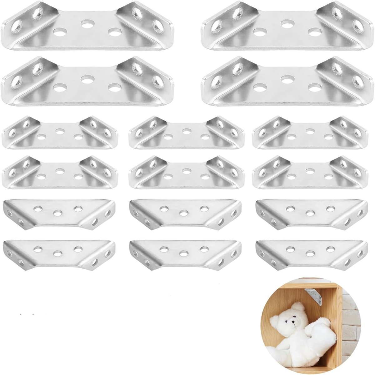 carmdering - Driehoekige Hoekbeugel - Driehoekssteun - Meubelconnector - Versterkt Houten Frames - Roestvrij Staal Constructie - Premium RVS Materiaal - Duurzaam En Corrosiebestendig - Ideale Oplossing Voor Reparatie - 16 Stuks