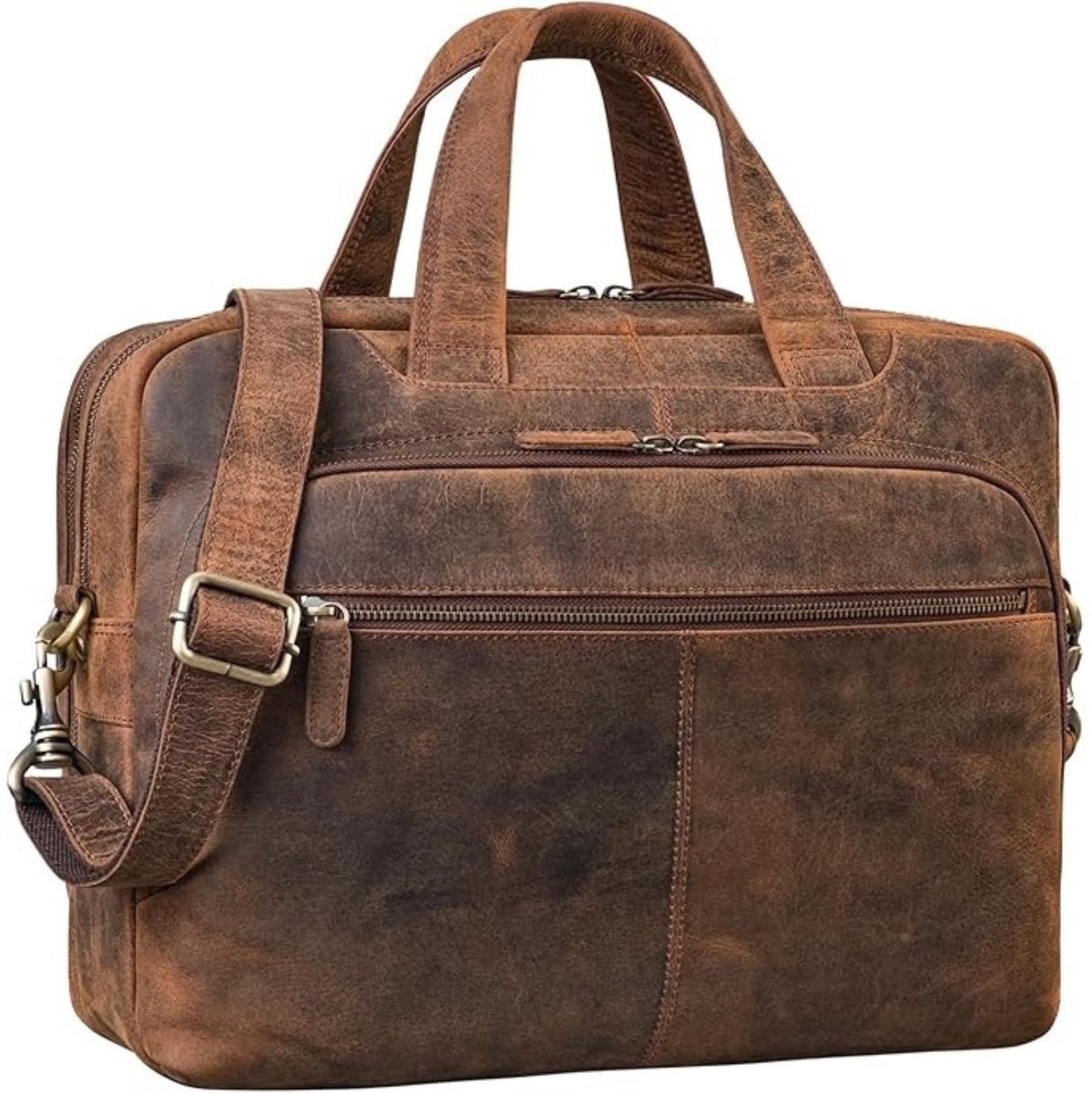 Leren Laptoptas - Laptoptas - Leren Tas - Luxe Leren Laptoptas - Werktas - Schoudertas - Business Tas - Leren Business Tas - 15.6 inch - Lichtbruin - van Imperatoris