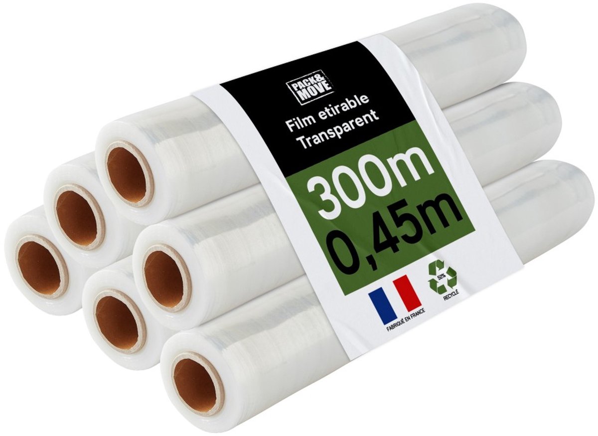 Pack and Move - Set 6 rollen rekfolie - 300 m - Transparant - Verhuizing rekfolie Verpakking rekfolie Pallet rekfolie Bescherming