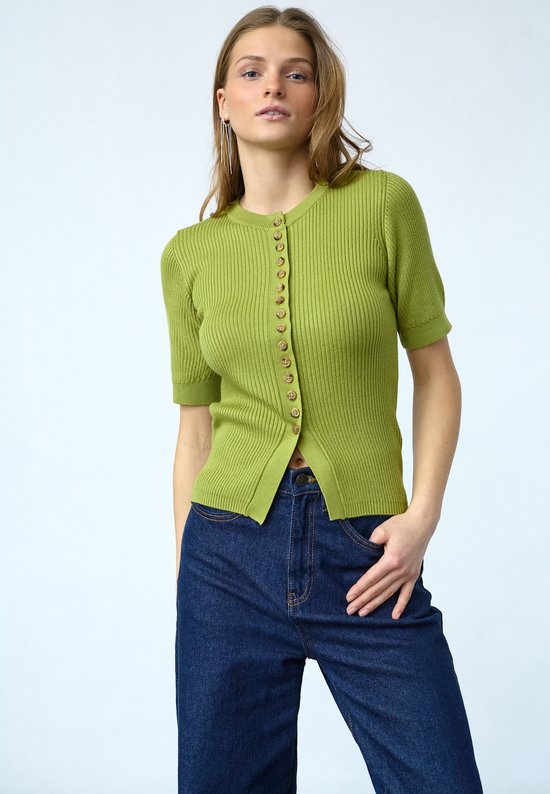 SISTERS POINT Halia-New.SS - Dames Trui - Lime Green - Maat S