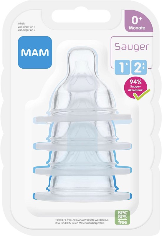 Speentjes Set 4 Stuks - Maat 1 & 2 - Slow & Medium Flow - Babyfles Speen 0+ en 4+ Maanden — afbeelding 3