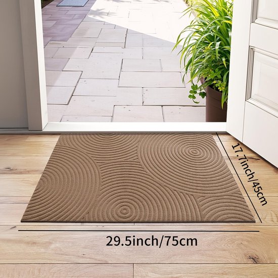 Tapis – Paillasson d'entrée – Tapis universel intérieur/extérieur – Tapis anti-poussière – Lavable – Motif ondulation d'eau – Convient pour les entrées, les portes d'entrée, les terrasses, les couloirs et les jardins – Marron – 45 x 75 cm