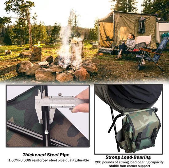 Rugzakstoel - klapstoel - Waterdichte Opklapbare Campingstoel Rugzakstijl - 3 IN 1 stoel - Vissersstoeltje met rugzak - Viskrukje - Lichtgewicht Draagbare Zitplaats - Multi-Functionele Visstoel & Wandelstoel voor Outdoor Activiteiten — afbeelding 4
