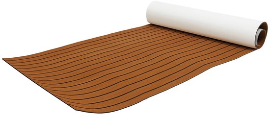 Tapis de sol en vinyle ELVENTO - Tapis de bateau - Sol de bateau - Moquette de bateau - Pont en teck - Mousse EVA - Antidérapant - Autocollant - Insonorisant - Teck