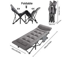 Zolara Opvouwbaar Kampeerbed - Glamping - Campingbed - Stretcher - Veldbed - Ligbed - Tuinbed - Visstoel XXL - 200 kg - Hoofdsteun en Opbergtas - Camping Ligstoel Outdoor - Reisbed