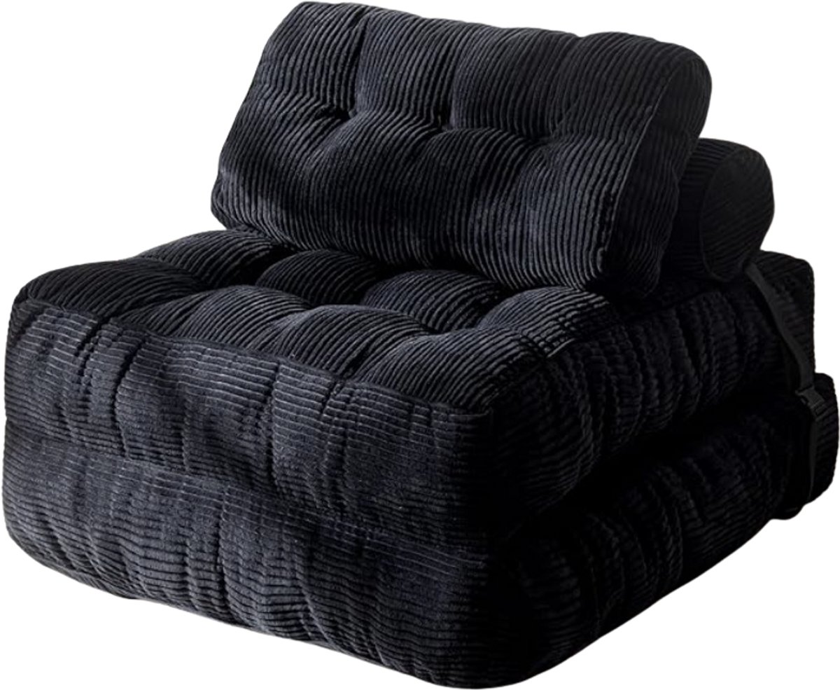 jently slaapbank - 1 persoons slaapbank - sofabed - slaapzetel - slaapmeubel - bank - opklapbaar - met rugleuning - zwart