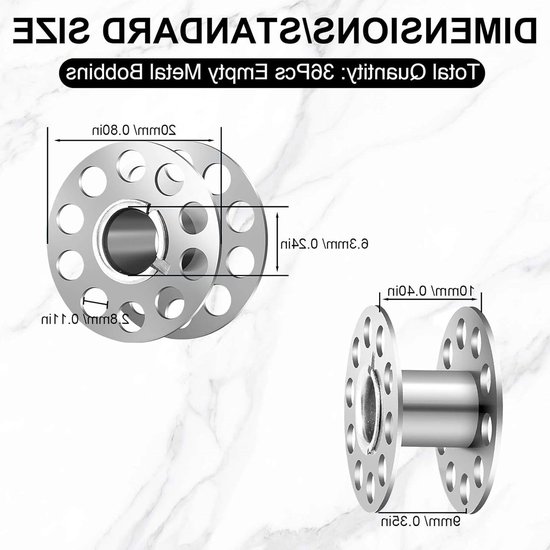 36 Stuks Metalen Spoelen voor Naaimachines met Transparante Opbergdoos, Universeel Compatibel, Naaigerei voor DIY en Creatieve Projecten — afbeelding 5