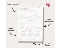 Newborn Tracker - Postpartum - Kraampakket - Baby uitzet - Borstvoeding bijhouden baby - Kraamcadeau Unisex