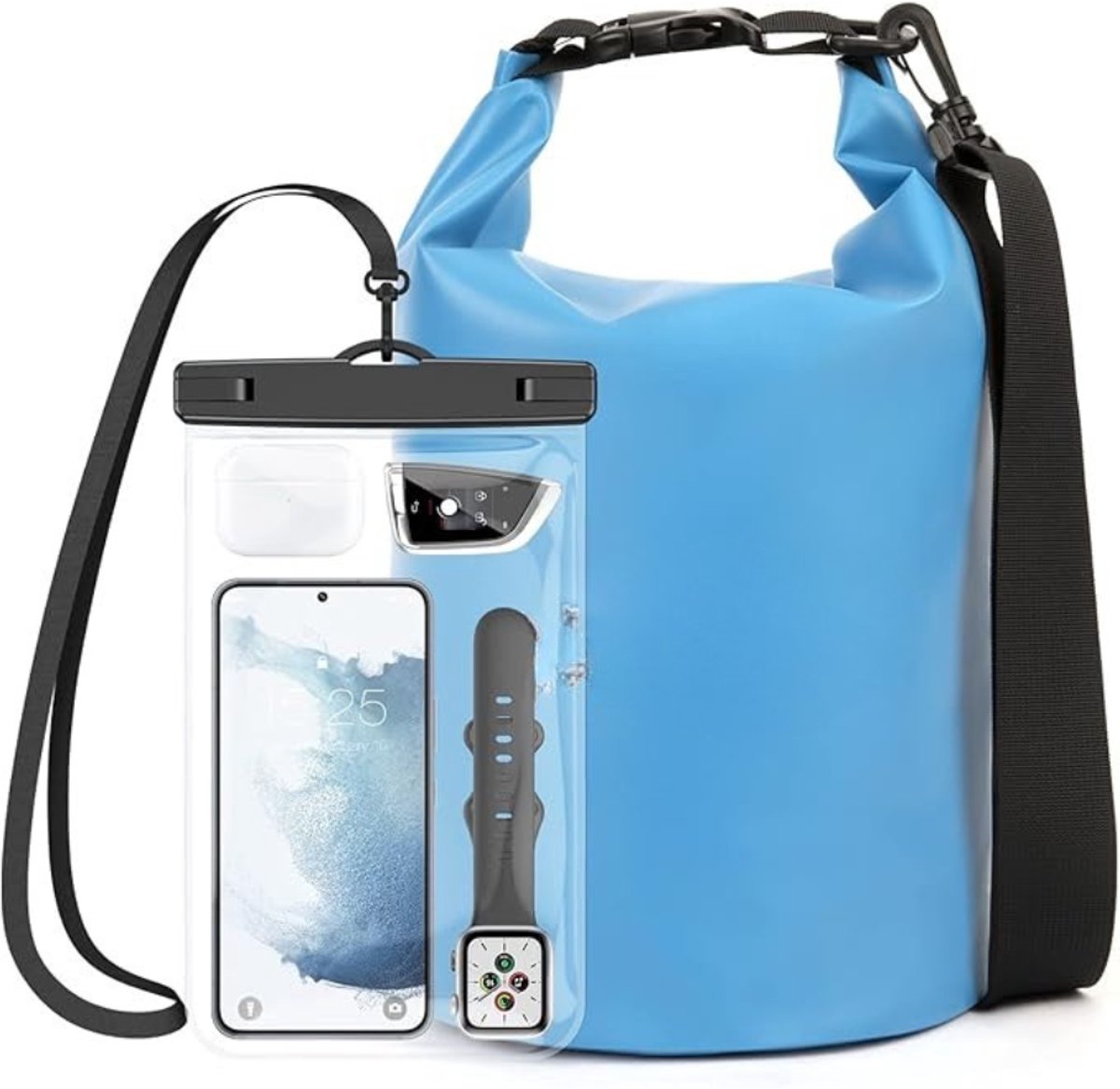 Drybag met Waterdichte Telefoon Pouch - Waterdichte Tas / Rugzak - Strandtas - Zwemtas - Wetbag - Droogtas - Outdoor Tas - PVC/Nylon - 20L - Blauw - van Imperatoris