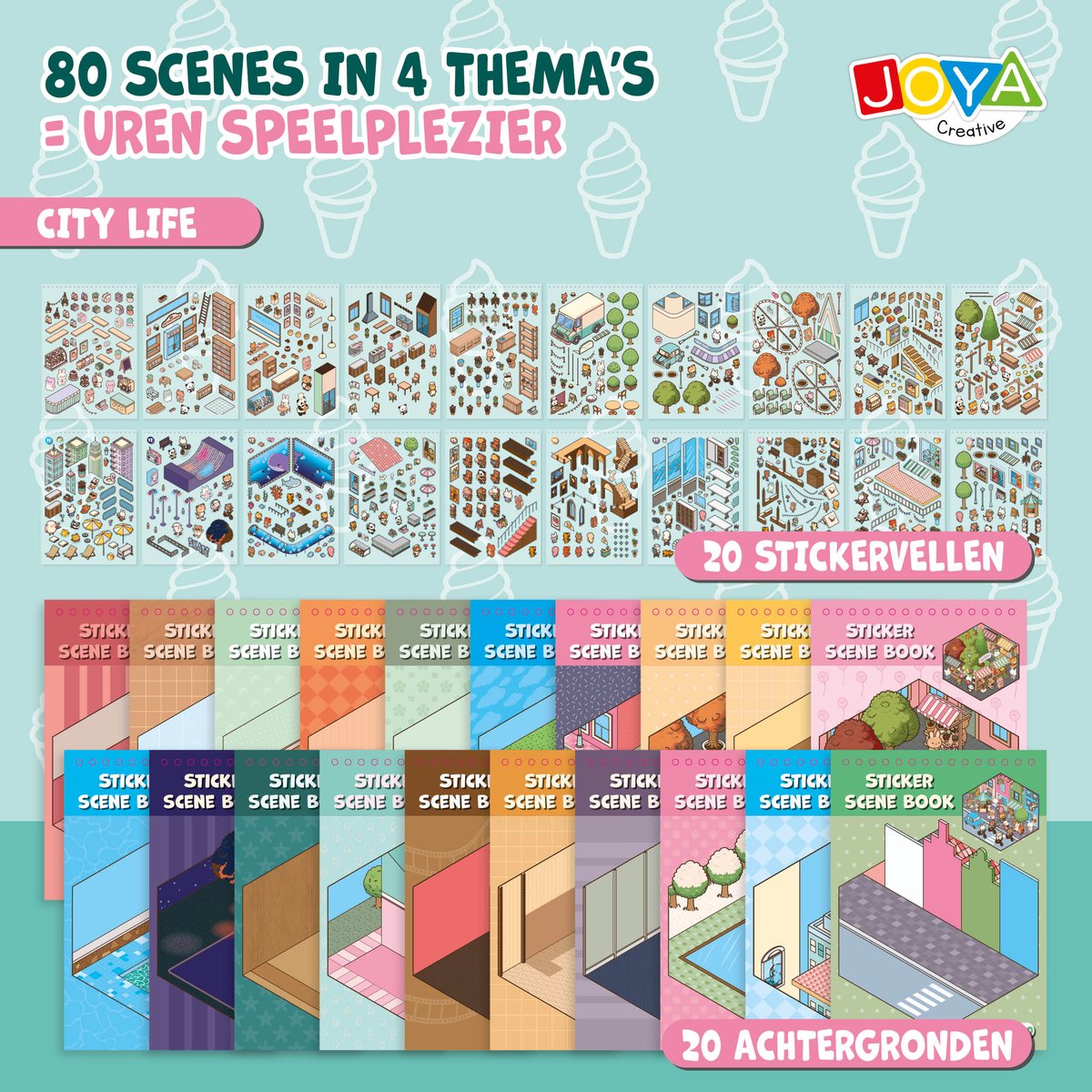 Joya Creative Stickerboek Scene 3D - 4in1 Sticker Scene Book - Stickerboek Volwassenen en Kinderen - 80 Scenes - Hardcover met Ringband — afbeelding 7