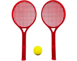 Tennis Set Kunststof 2 Rackets + Bal Rood