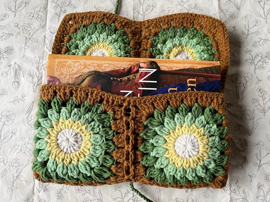 Gehaakte Boekcover - Bruin/Groen/Wit — afbeelding 4
