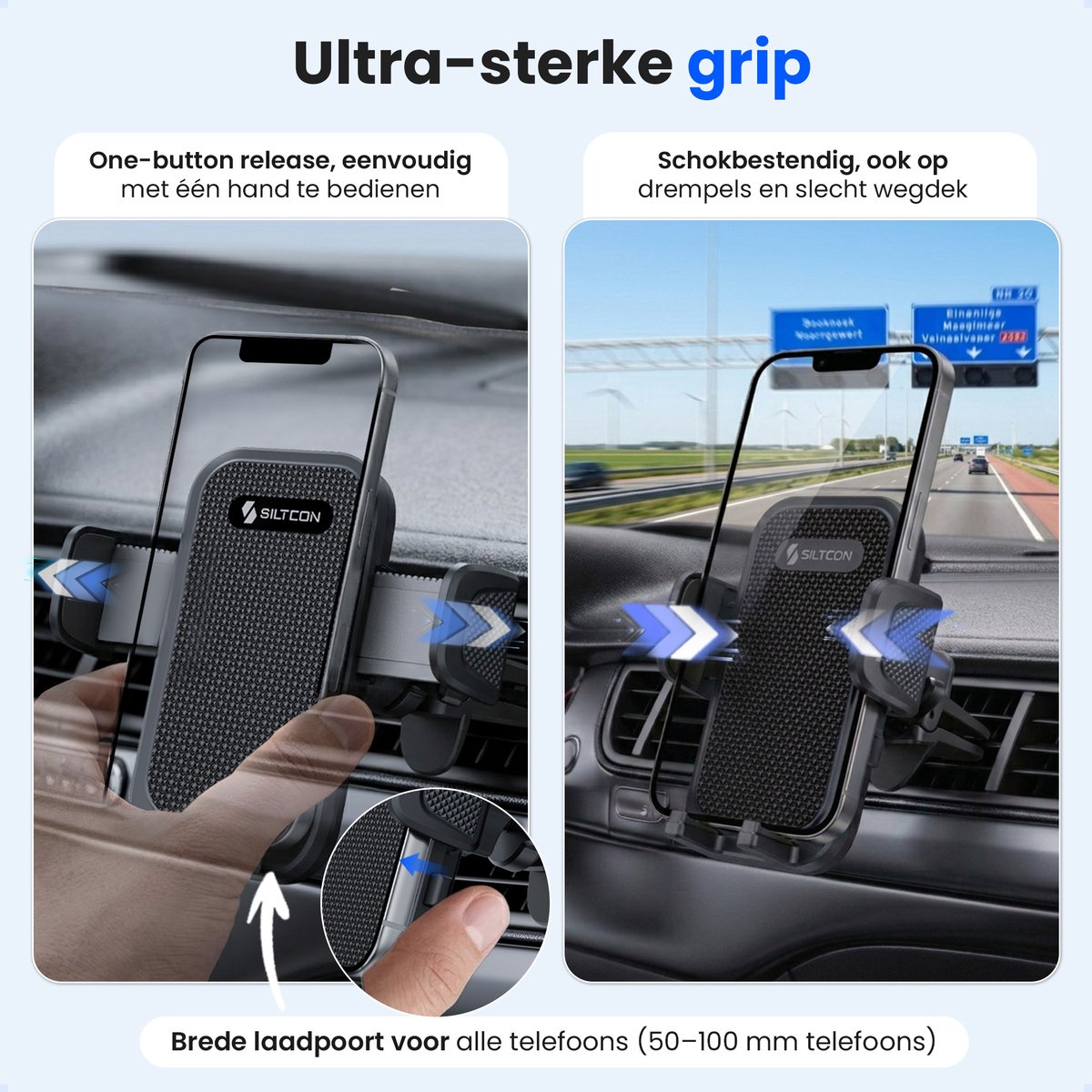 Siltcon® Telefoonhouder Auto Ventilatie - Telefoonhouders Auto - GSM Houder Auto - Auto Accessories - Verstelbaar en 360° Draaibaar - Universeel voor alle Telefoons – foto 4