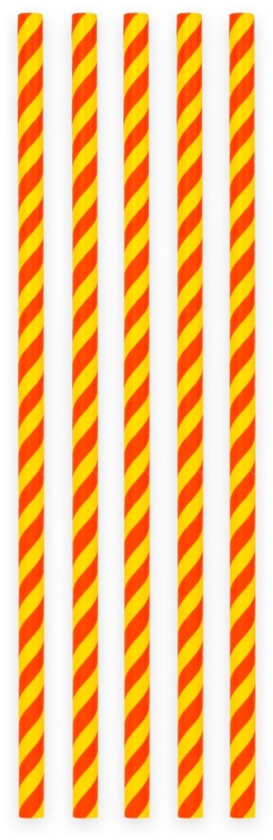 1000 Papieren Rietjes Gestreept Geel/Rood - 6mm x 197mm - Bulkverpakking 1000 stuks - Grootverbruik - Spanje themafeest, tapas avond & supporters feestversiering