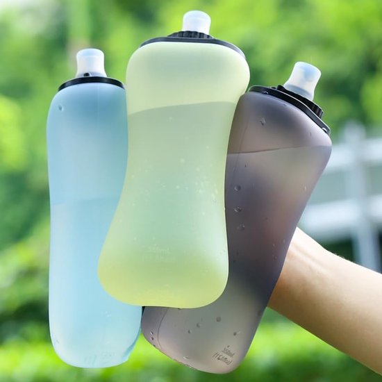 Fietsbidon - 350 ml - 7,3 x 5 x 19 cm - Zachte fles - Soft flask / Draagbare waterzak - Opvouwbare sportfles voor hardlopen en fietsen - Outdoor-waterfles - Ideaal voor marathons of gebruik onderweg — afbeelding 2