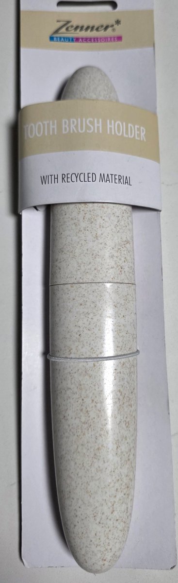 Zenner tooth brush holder - recycled material - tandenborstelhouder beige - harde tandenborstelkoker van duurzaam PLA met tarwe finish