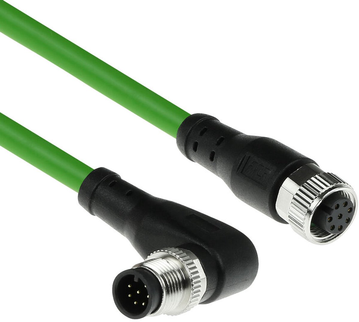 ACT SC3942 Industriële Sensorkabel | M12A 8-Polig Male Right Angled naar M12A Female | Ultraflex TPE kabel | Afgeschermd | IP67 | Groen | 3 meter