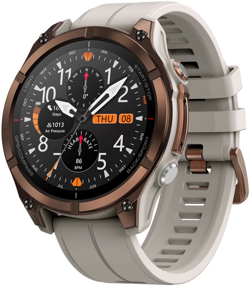 Zeblaze Stratos 4 Pro Smartwatch - Offline kaartnavigatie - GPS - Slaapmonitor - Belfunctie - LED Zaklamp - 170+ Sportmodi- 5ATM - Hartslag/Slaapmeter/SpO2 - IOS & Android - Koper