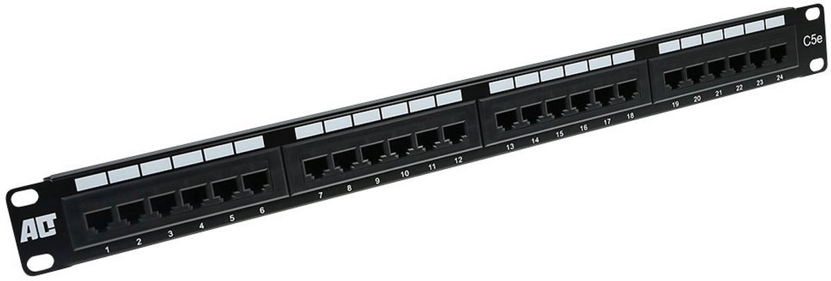 Patchpaneel 19 inch 24 voudig RJ45 Cat5e 24 aansluitingen makkelijk te monteren