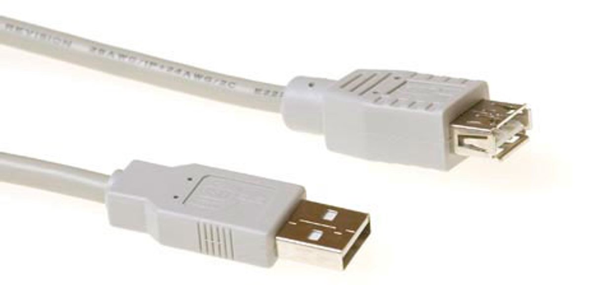 ACT SB2205 USB 2.0 A Male/USB A Female Ivoor - 5 meter