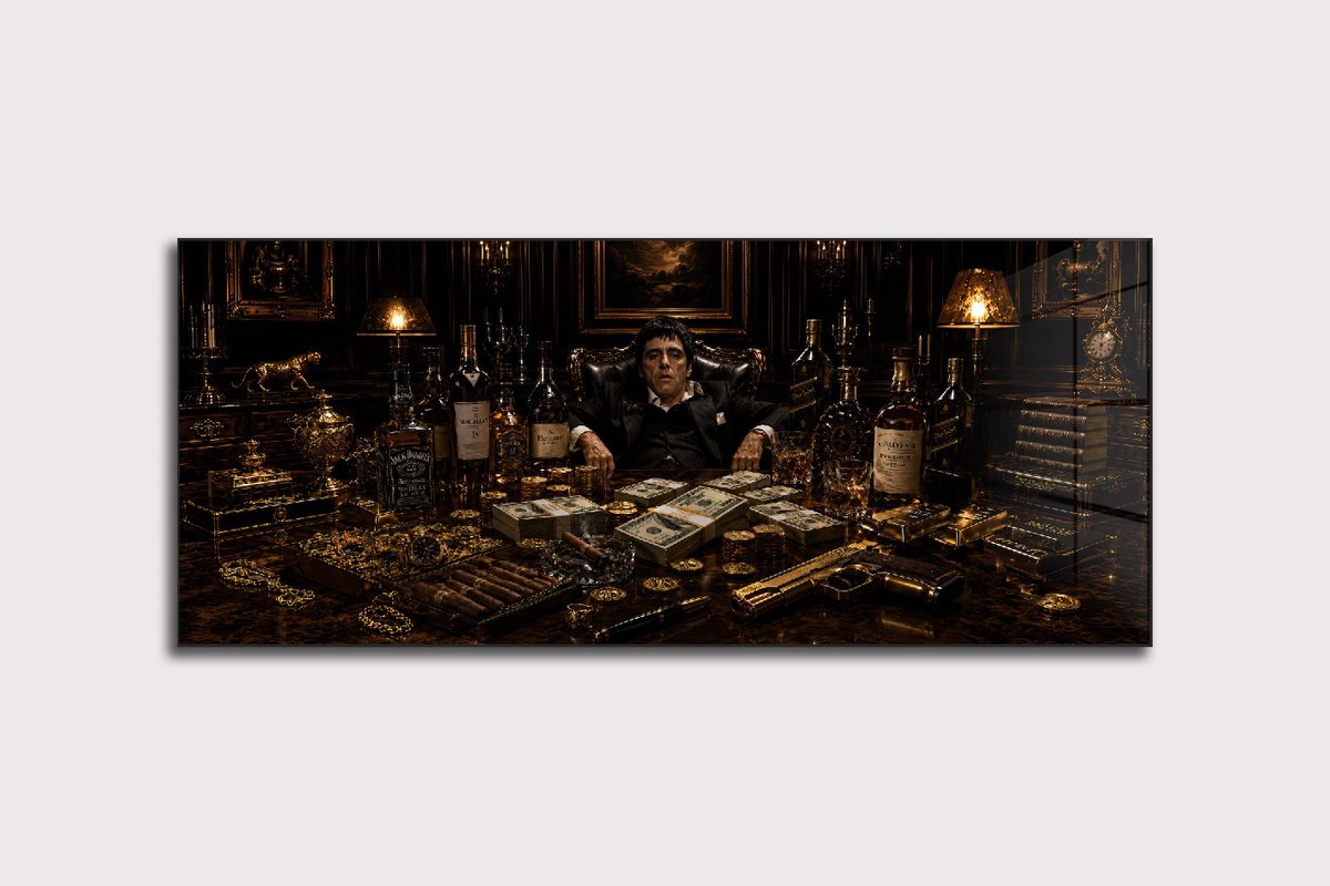 Maffia Baas schilderij op plexiglas 122x55cm
