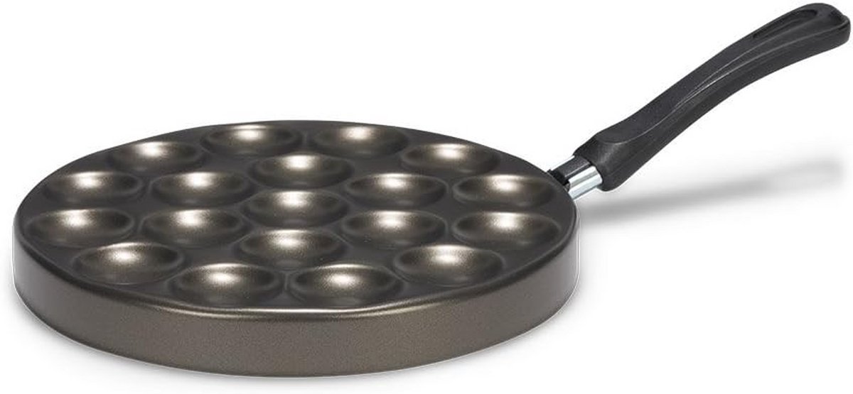 Poffertjespan - Koekenpan - Nederlandse lekkernij maken - Antiaanbaklaag - 25 cm - Zwart