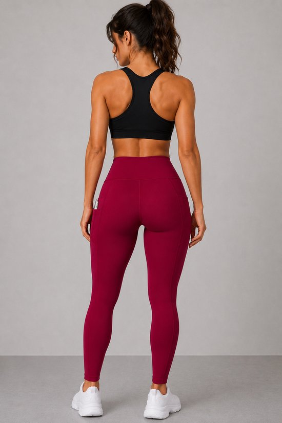 SparkNine Softflex zachte legging met zakken - dames sportlegging - comfy legging - M - rood - hoge taille - elastisch - zacht materiaal - comfortabel — afbeelding 5