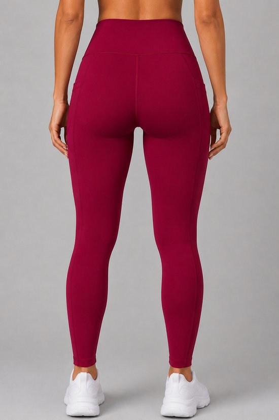 SparkNine Softflex zachte legging met zakken - dames sportlegging - comfy legging - M - rood - hoge taille - elastisch - zacht materiaal - comfortabel — afbeelding 3