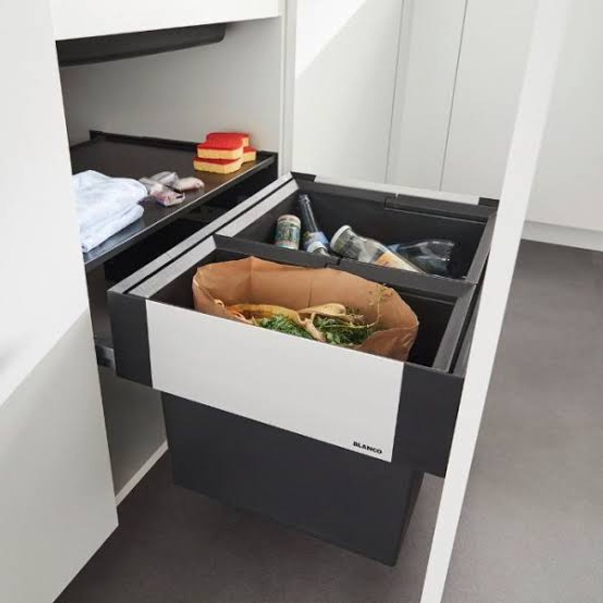 Inbouw afvalemmer, met scheidingswand, inhoud 49 l