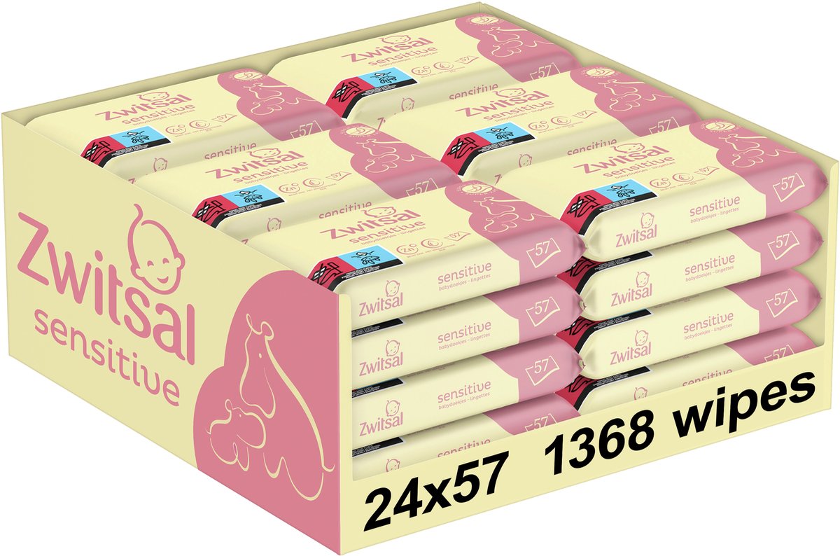 Bol.com Zwitsal - Billendoekjes - Sensitive - 1368 doekjes (24x57) - Voordeelverpakking aanbieding