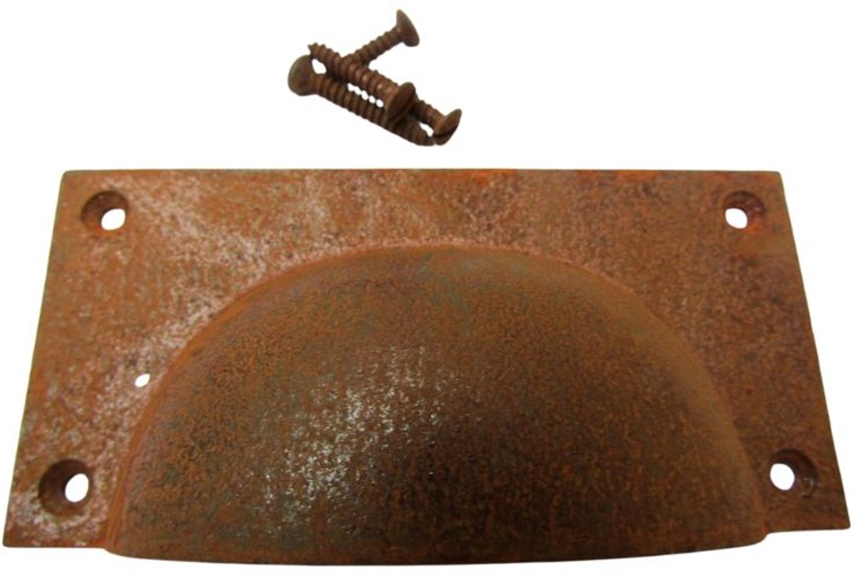 Large Rectangular Cup Pull Handle Rust