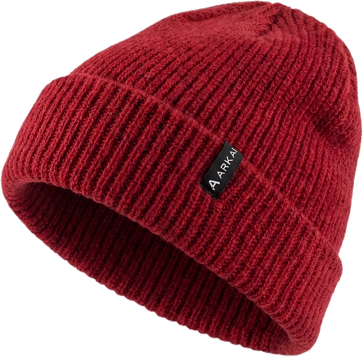 Nordic | Bordeauxrode geribde beanie in vissersstijl