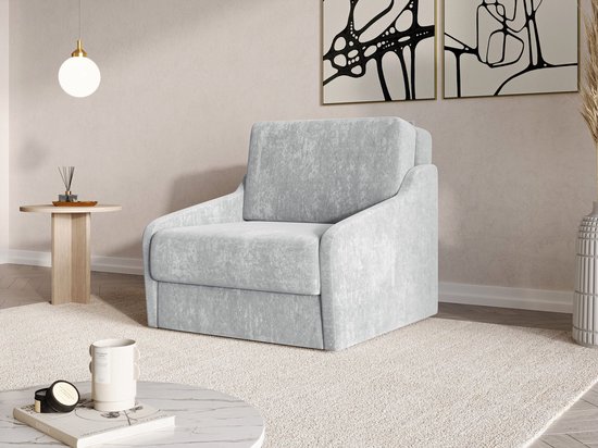 Fauteuil Met Slaapfunctie Slaapbank Ban Fly 80 Fauteuil Slaapbank - Armstoel - Kinderbed - Compact en Comfortabel - 1-zits - Vibe 86 (Lichtgrijs) van AJE Meubles B.V. — afbeelding 5