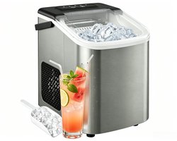huishoud Ijsblokjesmachine – Draagbare automatische ijsmachine – 2 maten ijsblokjes S/L, snel ijs maken 6-14min – zelfreinigend voor thuis, café en horeca gebruik
