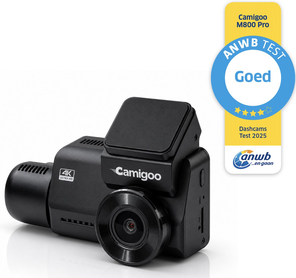 Camigoo® M800 Pro - Triple Dashcam - Dashcam Voor Auto - Ultra 4K, 2K & Full HD - Voor, Achter & Binnen Camera - Door ANWB Getest - WiFi & GPS - SONY Sensor - 64GB SD Kaart - Parkeermonitor - Time Lapse - IR Nachtzicht - NL Handleiding + Systeem