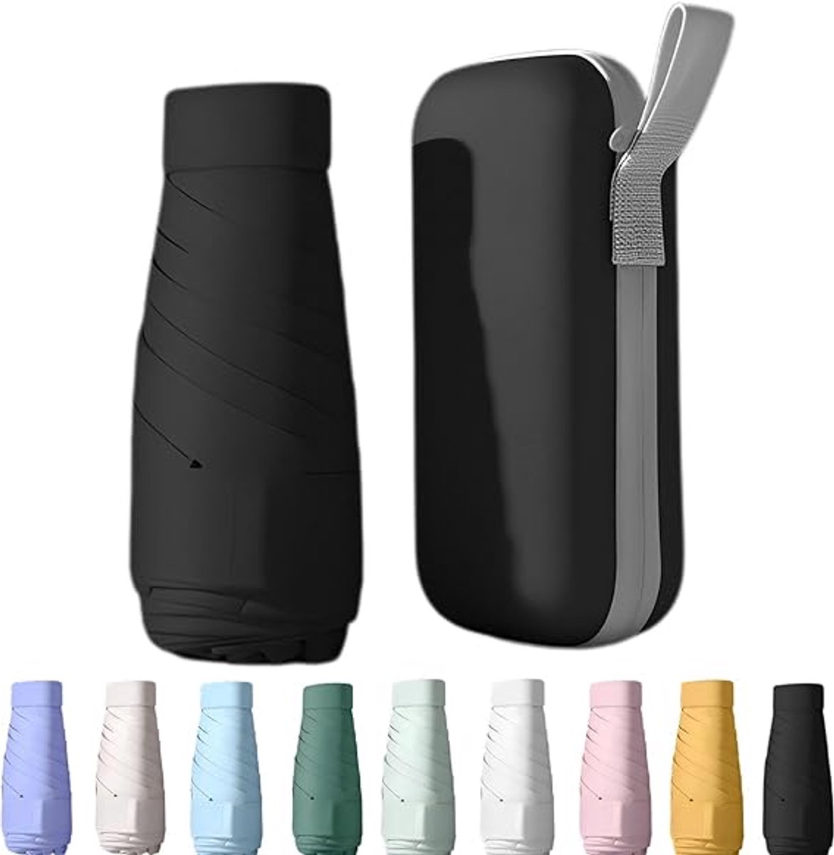 COOAU - UPF50+ mini reis parasol met beschermhoes, kleine compacte UV-blokkerende paraplu tegen de zon, lichtgewicht draagbare zonnescherm windbestendig