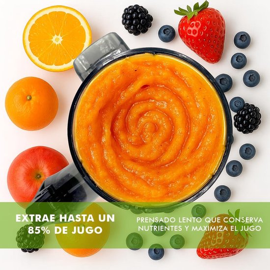 Slowjuicer - Sapcentrifuge - Gezond sap maken - Enkele vijzel - N.v.t. - Zwart — afbeelding 3