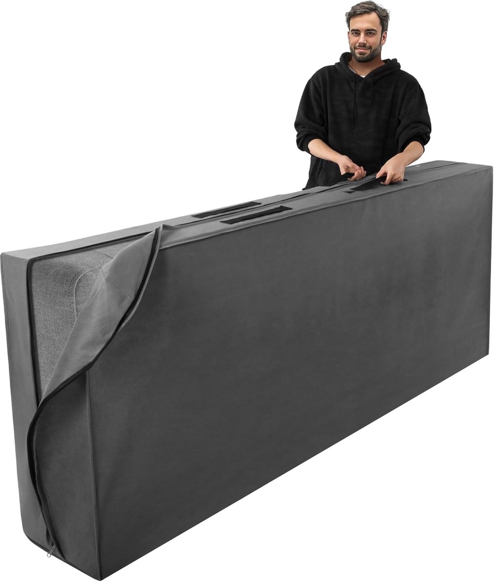 Matrasbeschermhoes - Hoeslaken Beschermer - Matras Beschermen - Met Handgrepen - 90x200x25 cm - Grijs