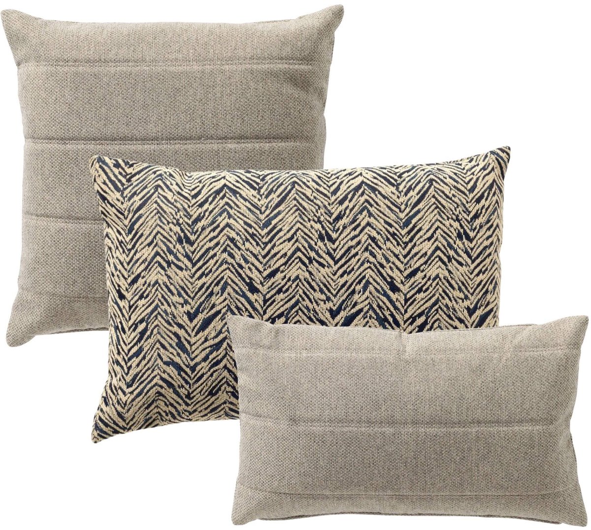 Dutch Decor KUSSENSET - 3-delig - Modern Rain - 45x45 cm, 40x60 cm, 30x50 cm - inclusief binnenkussens - beige, blauw - Met Ritssluiting – Decoratie set sierussens - Comfortabele kussentjes voor op de Bank