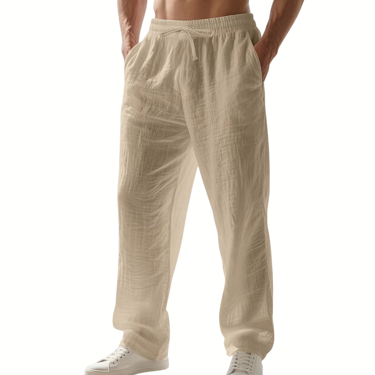 Currero Linnen Broek Heren - Zomerbroek - Volwassenen - Lange Broek - Pantalon - Strandbroek - Zomer - Ibiza Stijl - Khaki S
